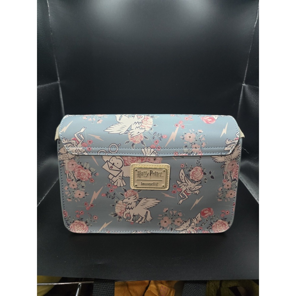 Loungefly Harry Potter Magical Creatures AOP Crossbody Bag Blue Gold HPTB0158